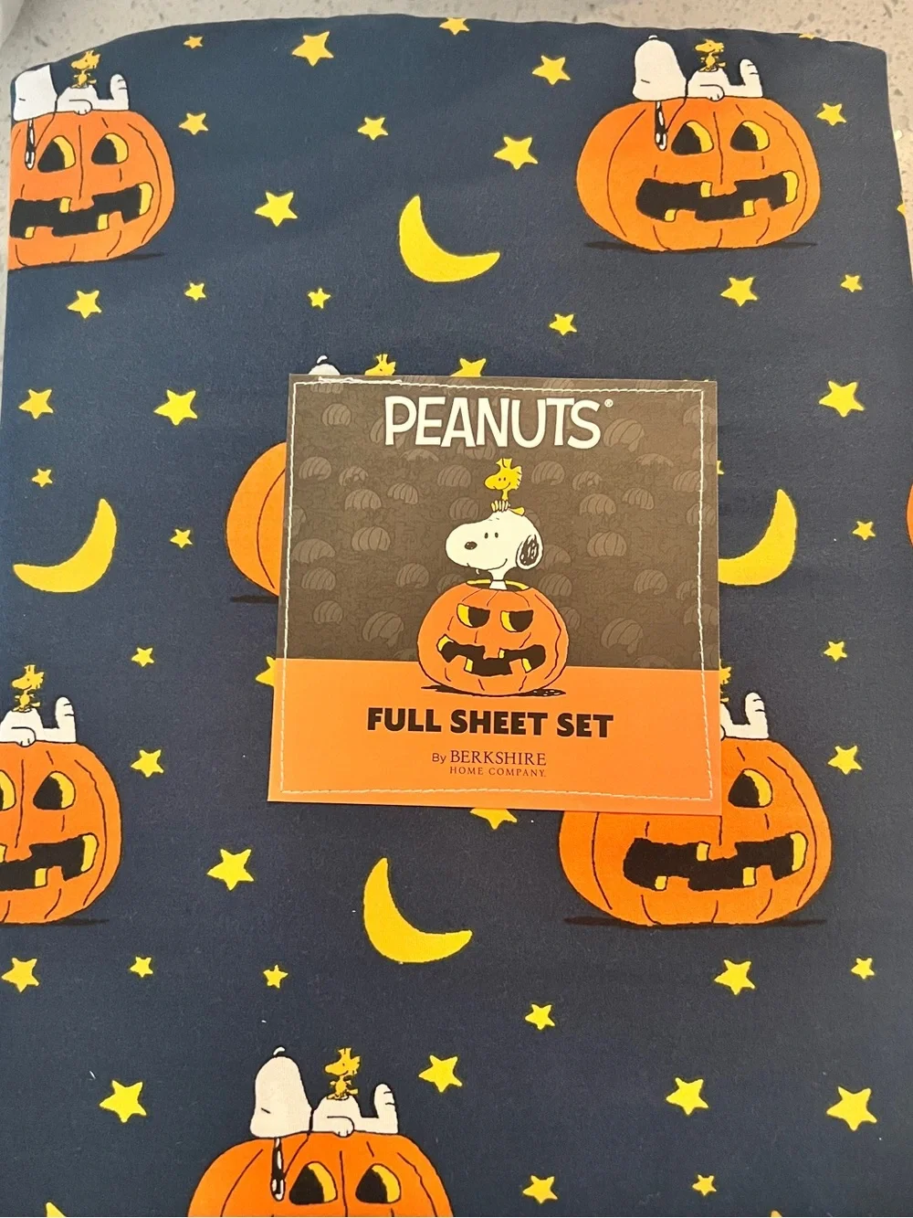 Peanuts Snoopy Pumpkin Sheet Set - Navy & Orange